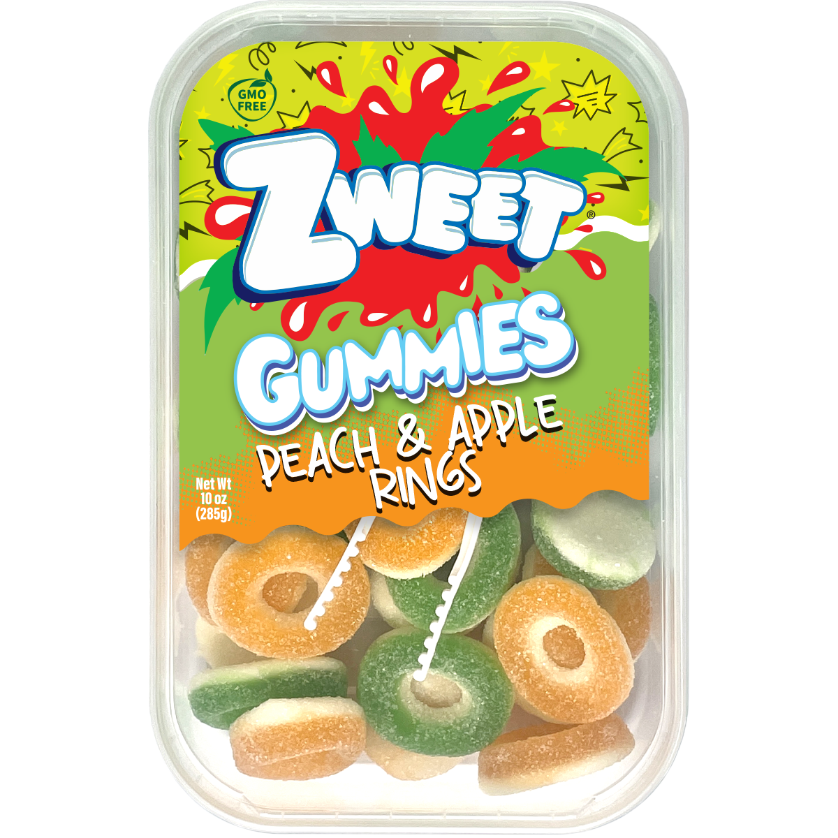 Gummy Peach and Apple Rings | Zweet | 10 oz