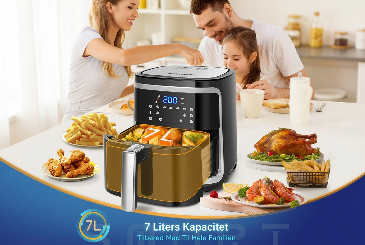 Oliefri airfryer XXL 7 liter, 1900 watt, smart model. - Image 3